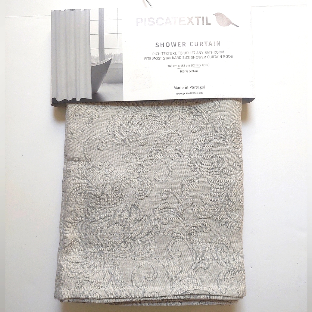🎁Piscatextil Shower Curtain - 100% Cotton - 72" x 72" - Pale Mint